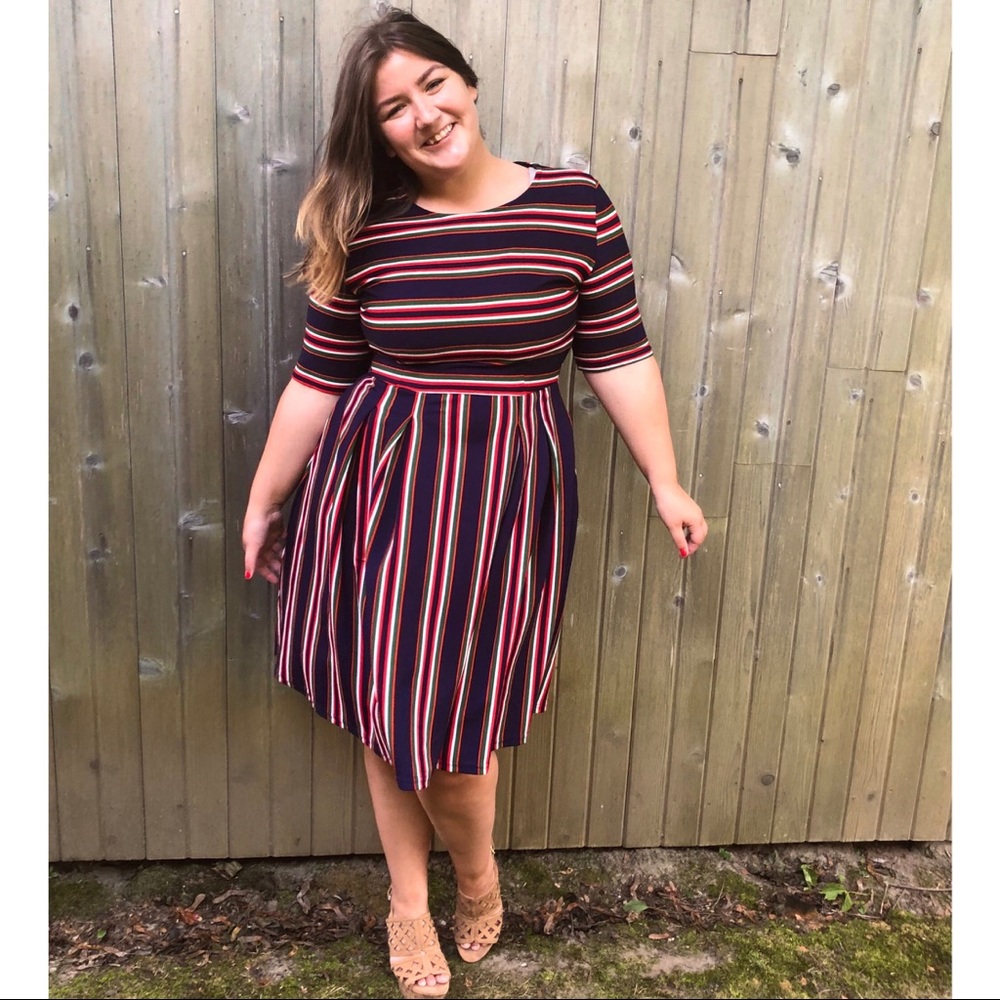 Amazon Vintage Striped A-Line Swing Dress